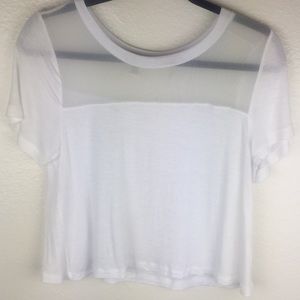 White Lace Crop Top TShirt Womens Size M Bozzolo